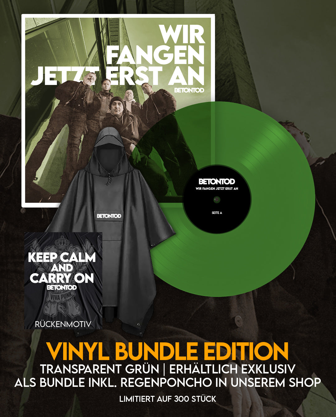 Vinyl / Wir fangen jetzt erst an (Bundle mit exklusivem Poncho für die Festivals! in grün)